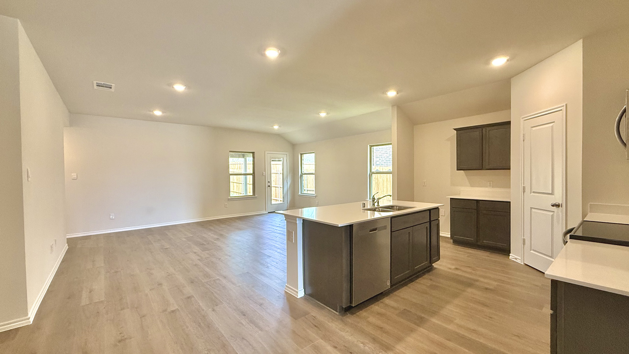 kitchen and living area