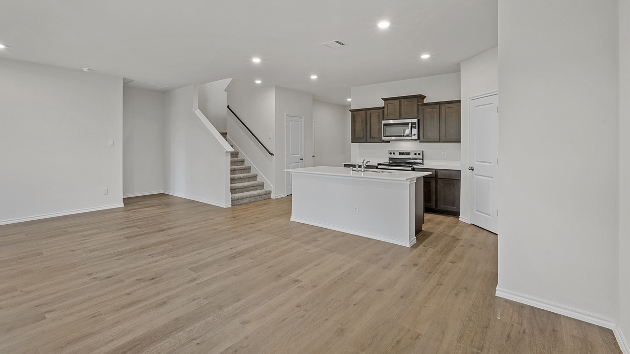 kitchen and living area