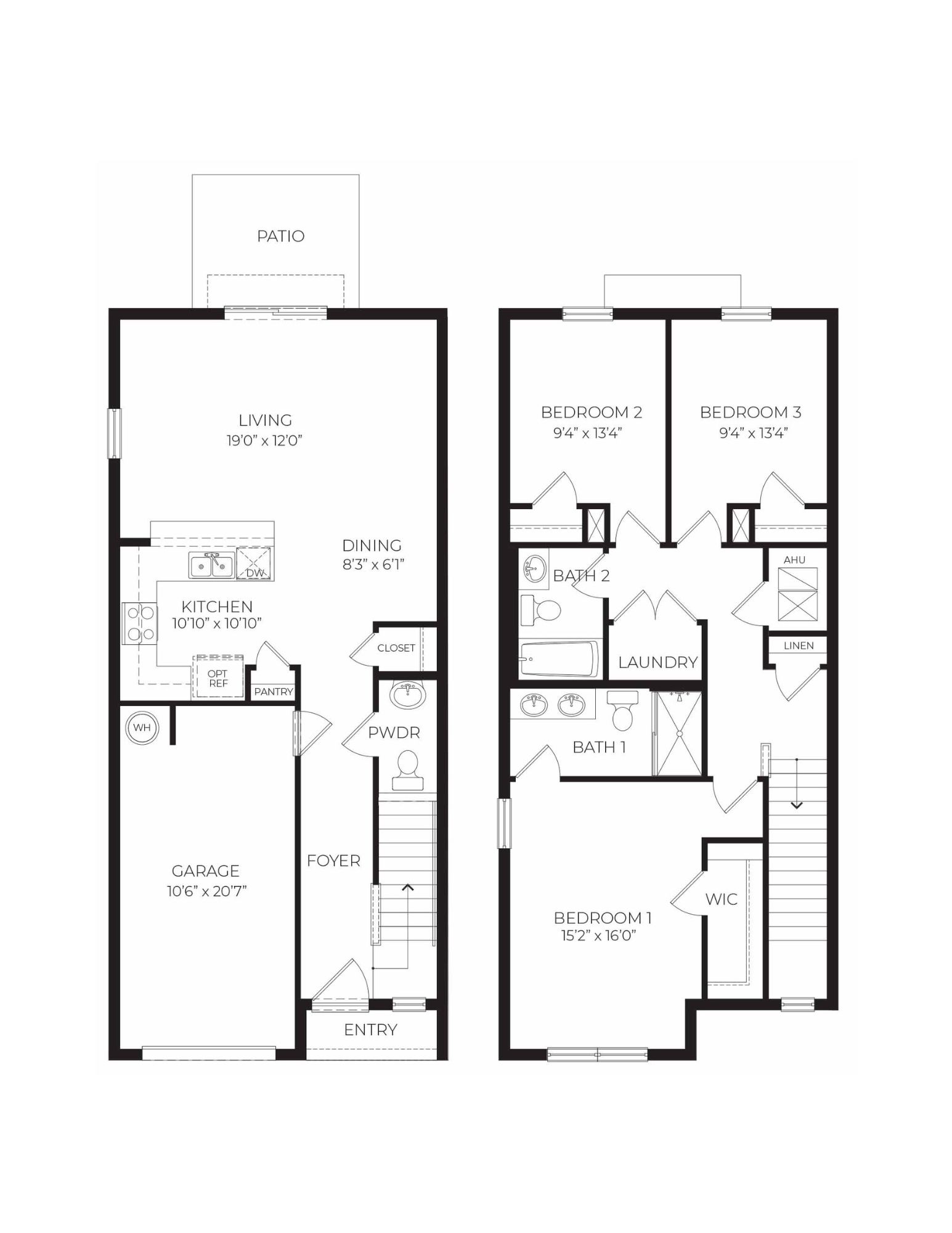 townhome exterior with one car garage