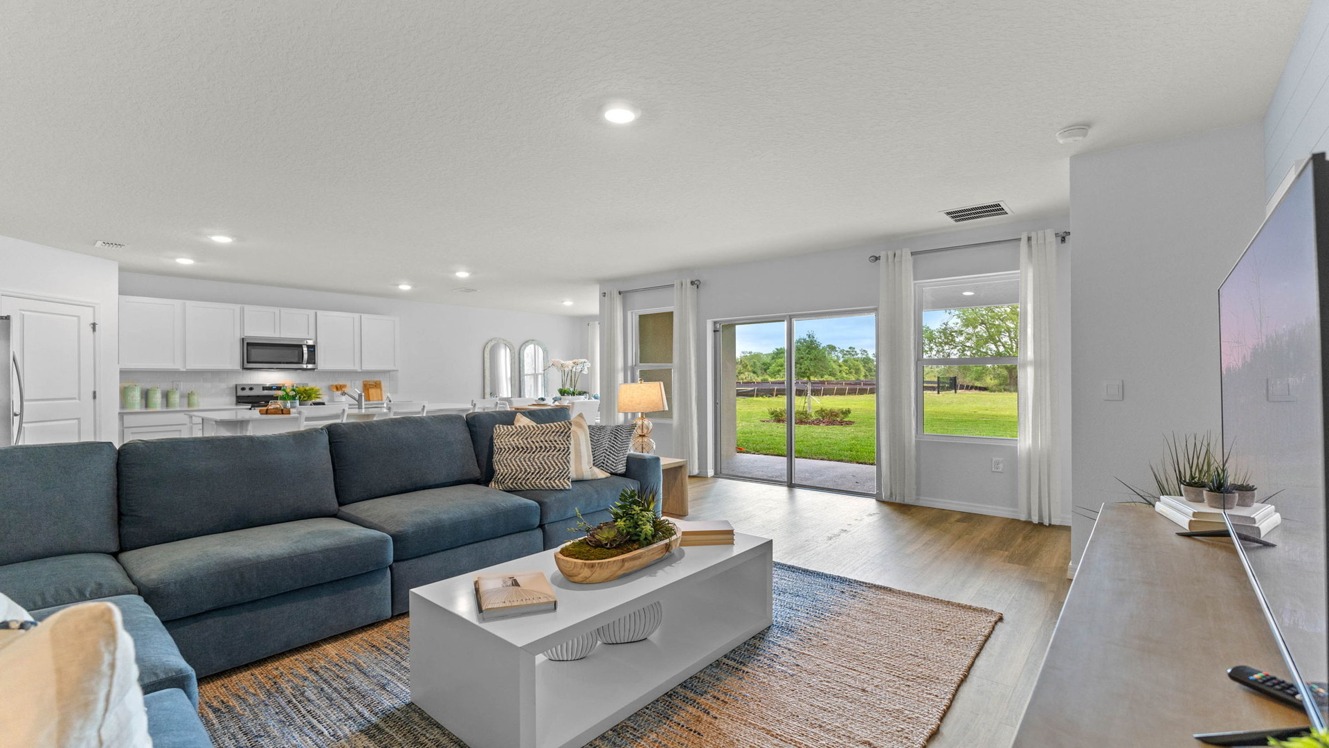 Living area with couch seating, natural lighting, luxury vinyl plank flooring.