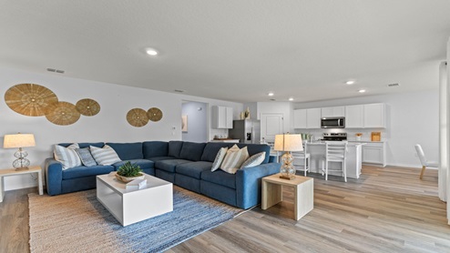 Living area with couch seating, natural lighting, luxury vinyl plank flooring.