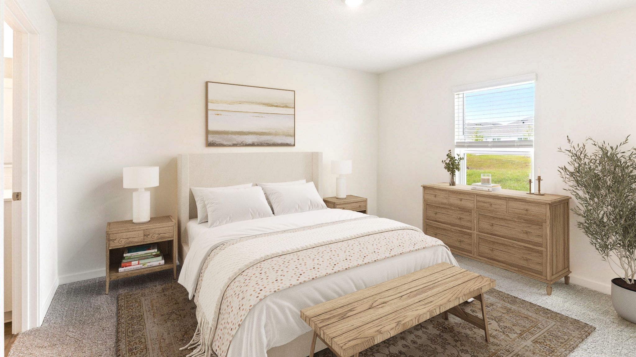 primary bedroom with king sized bed