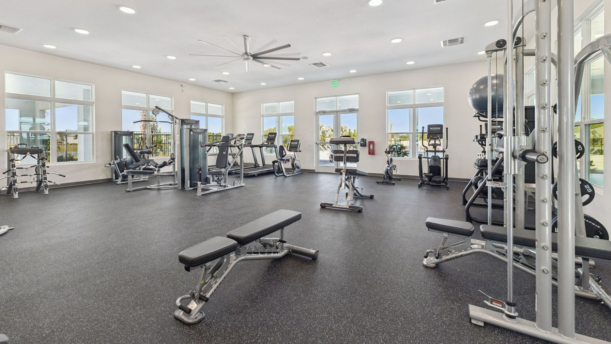 Interior of the gym with wokr out equipment