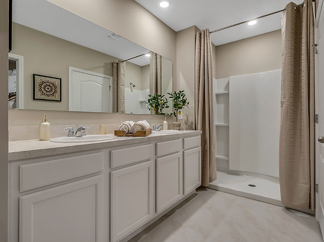 Master bathroom showing access to private lavatory, walk-in closet, and master bedroom.