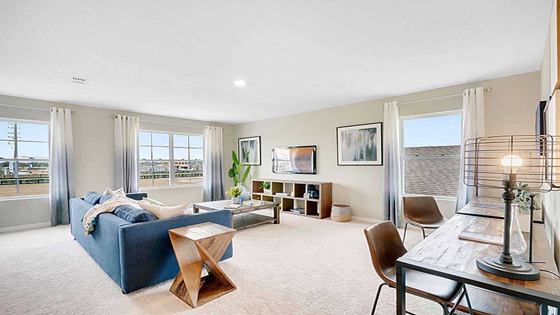 Multi-purpose open area perfect for entertaining, work or play.