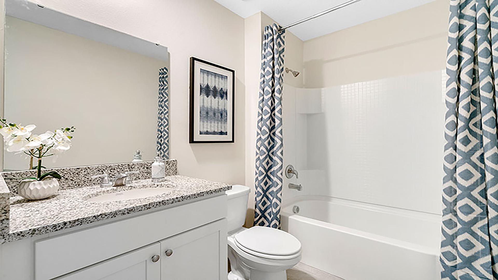 Guest bathroom with shower and toilet.