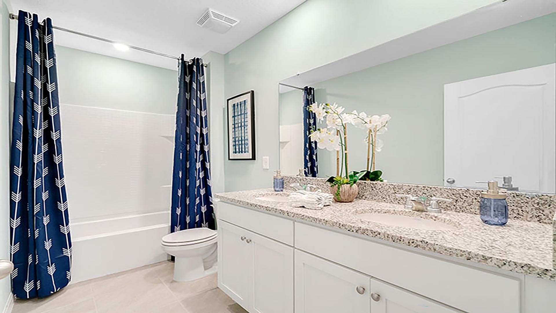 Guest bathroom with shower and toilet.