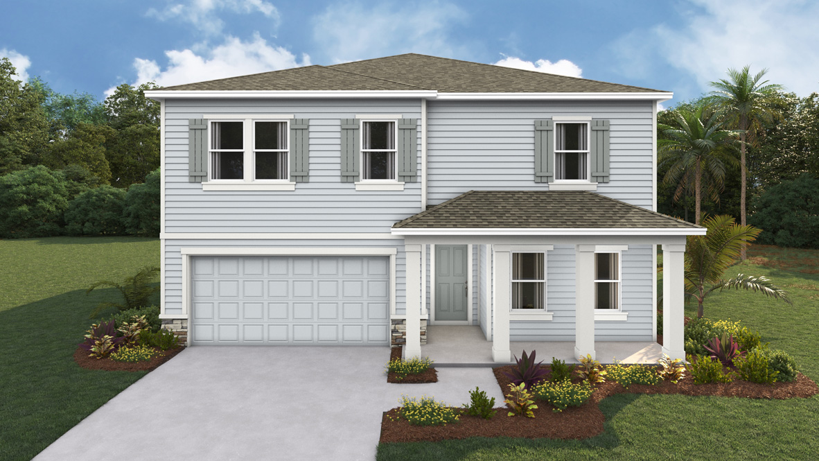Two story home with two car garage elevation KS