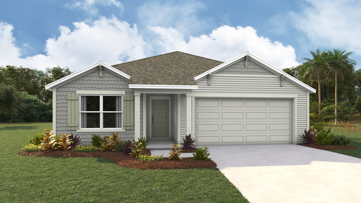 One story home with two car garage elevation BS