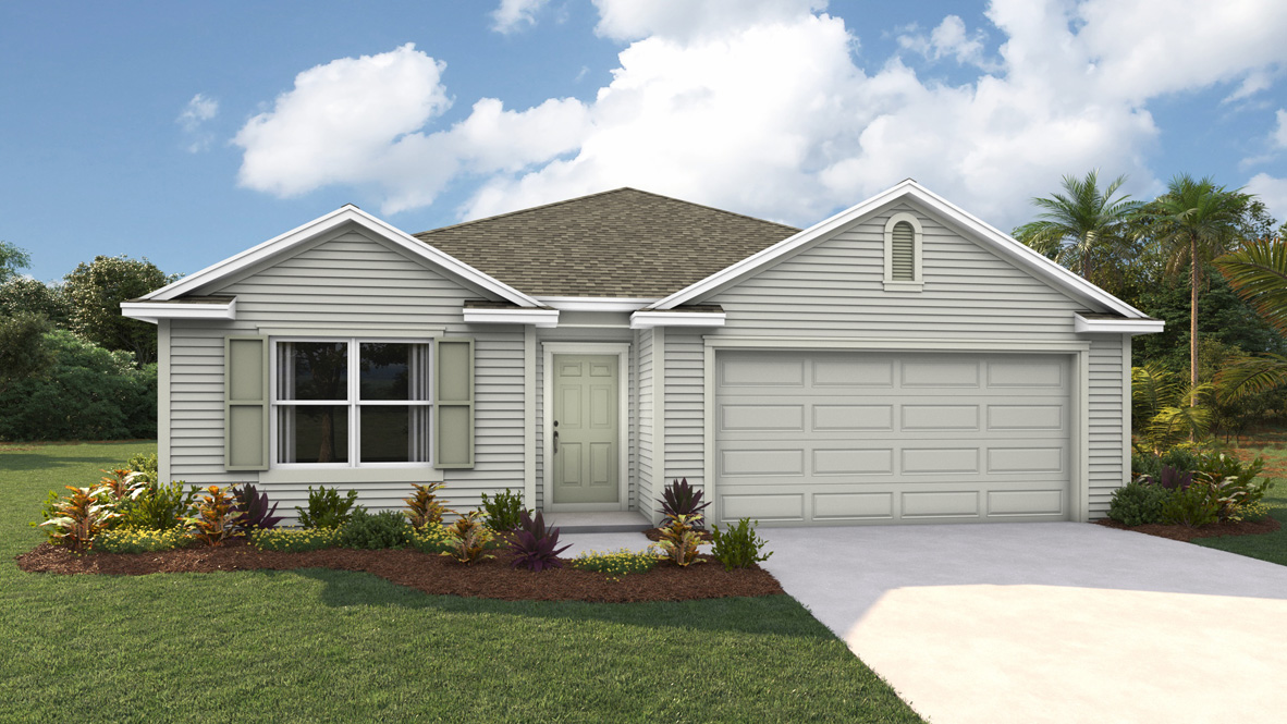One story home with two car garage elevation AS