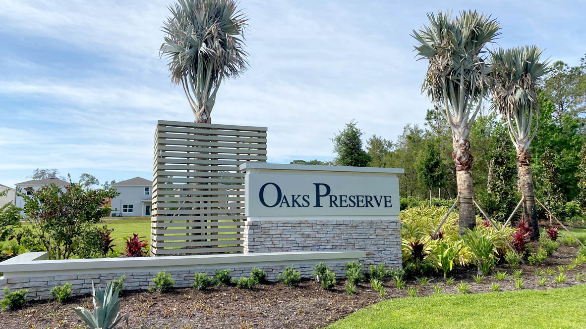 Oaks Preserve monument in Gainesville off Archer Road
