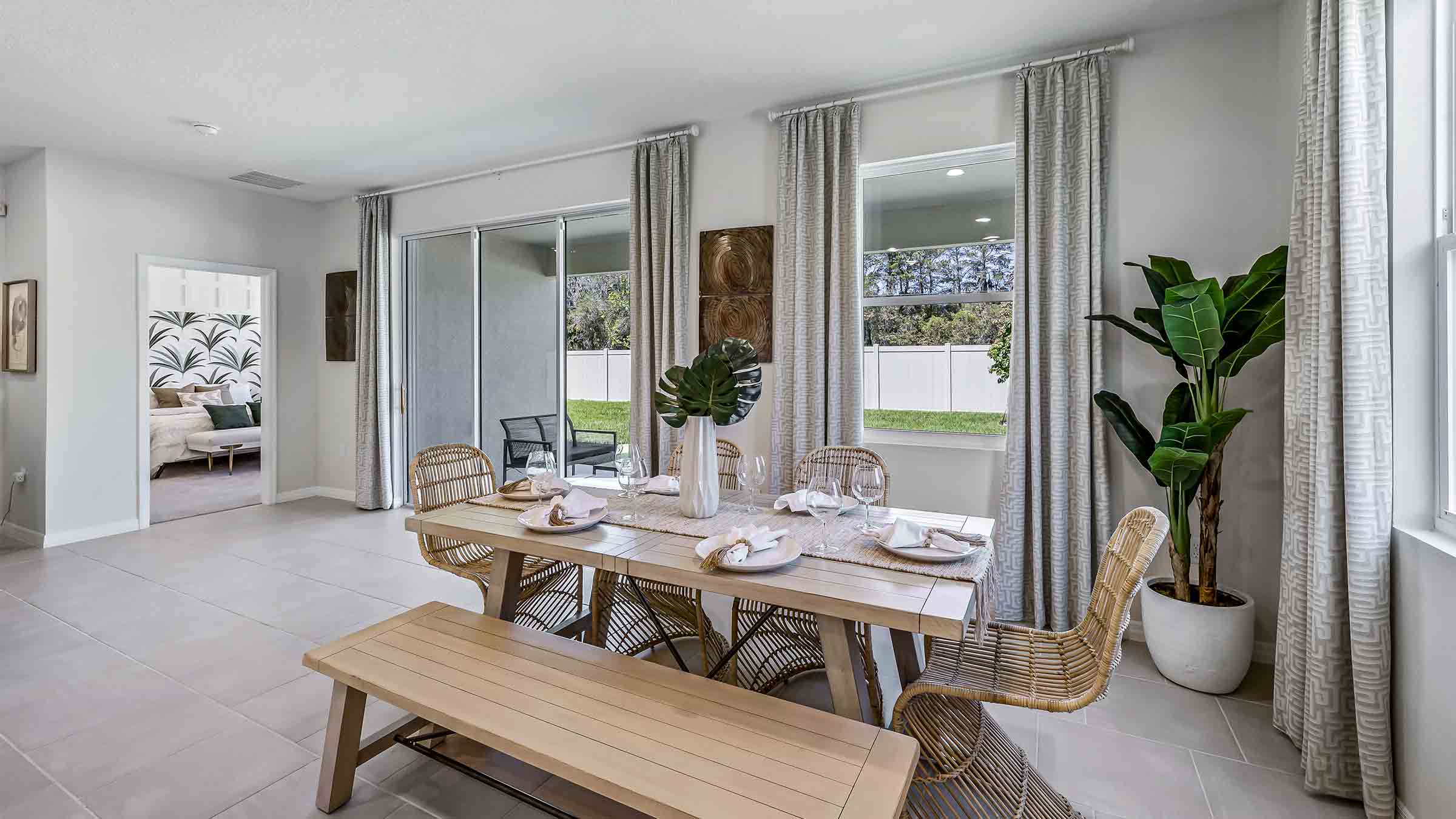 Lantana dining room with large windows