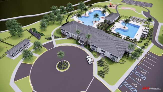 Aerial view of amenity center