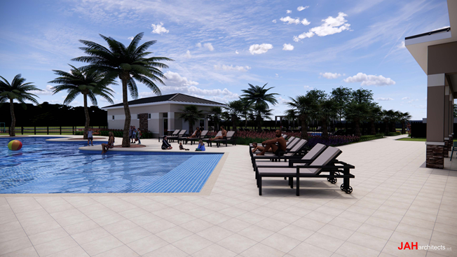Poolside view of neighborhood pool