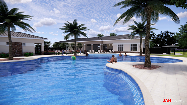 Community pool in neighborhood