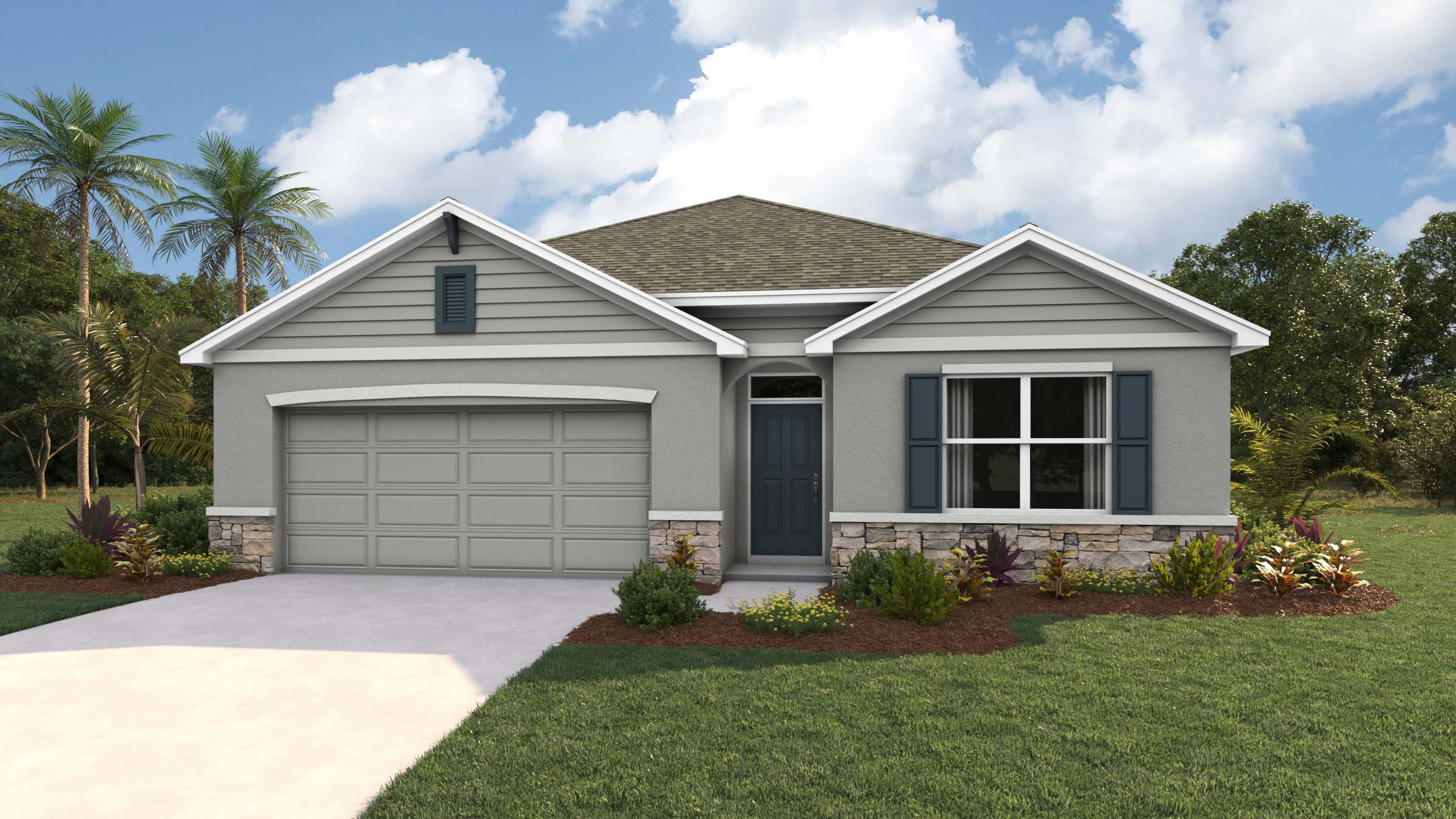 Cali C elevation rendering with siding