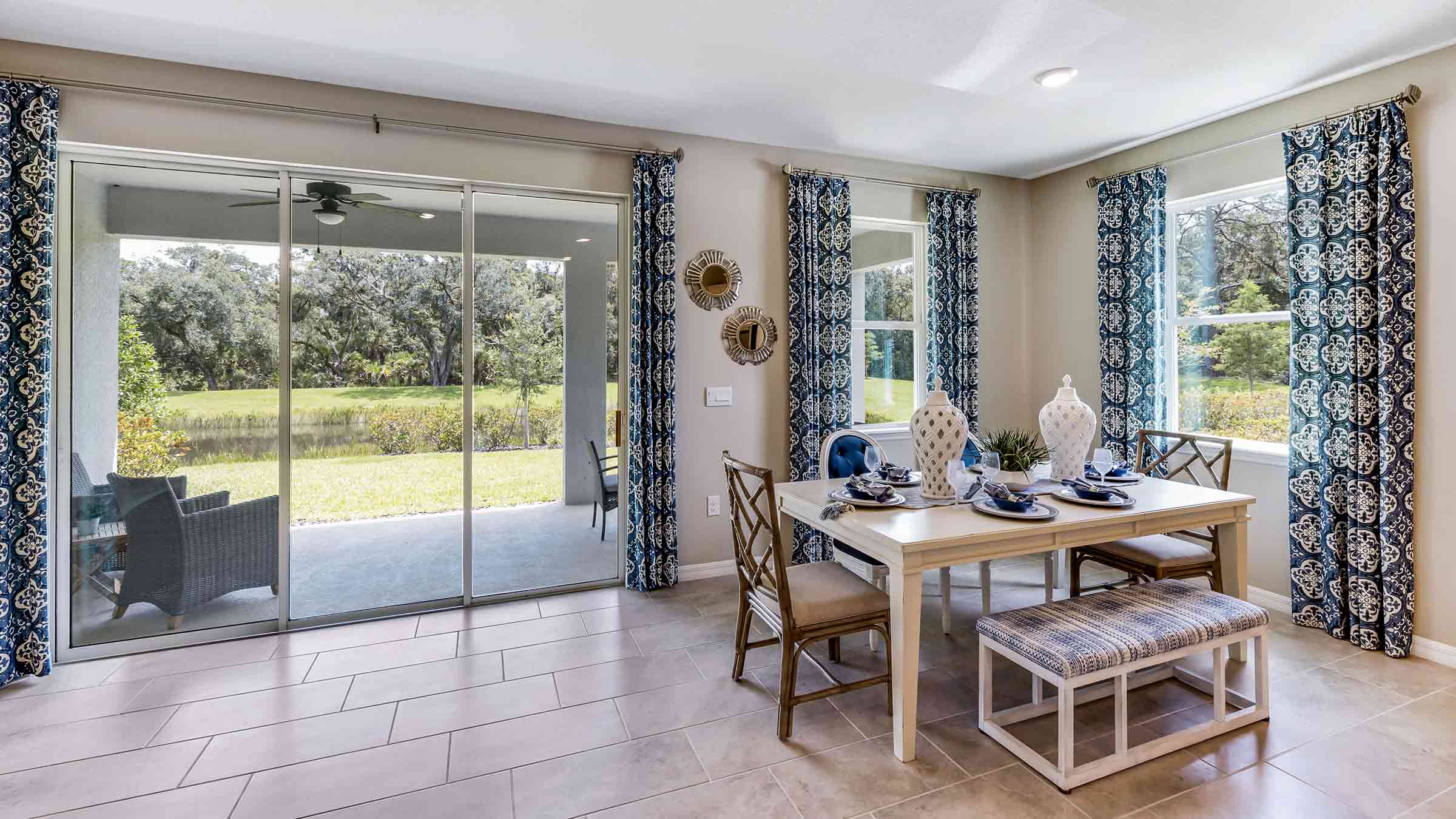 Dining area with sliding patio door