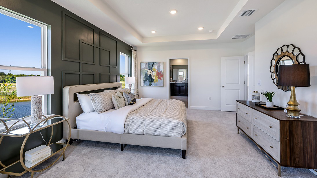 Bedroom with gray décor