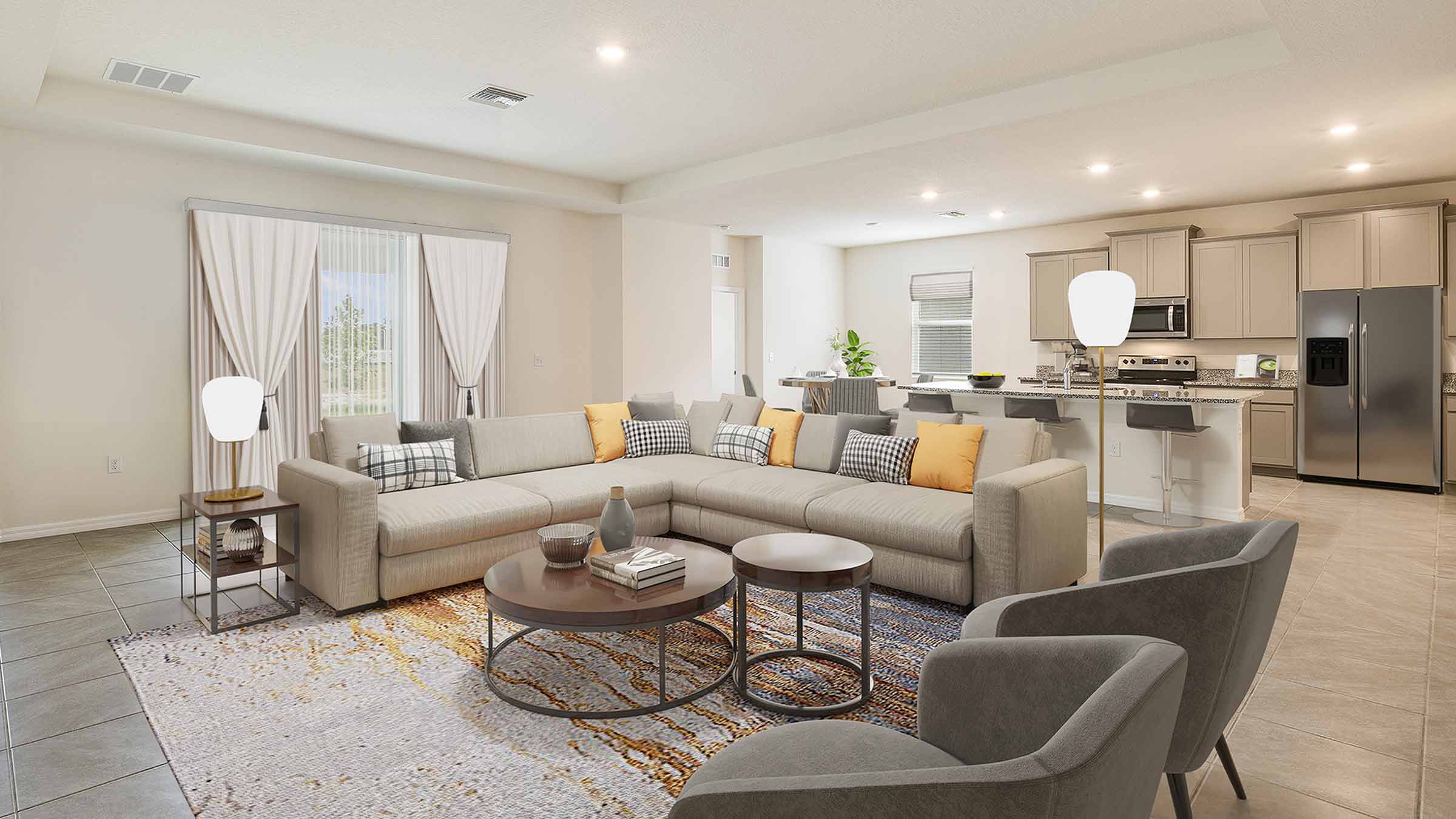 Dining area with open-concept and dining table and living room