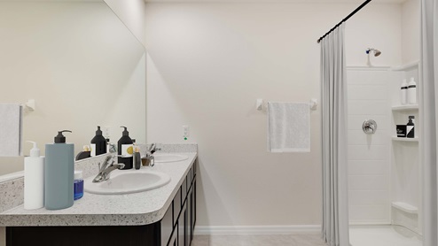Aria owner's ensuite bathroom with double sink vanity