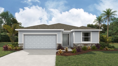 One story home with two car garage elevation JS