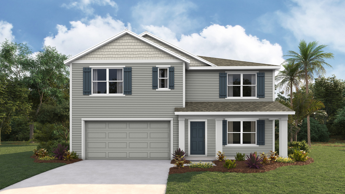 Two story home with two car garage elevation BS