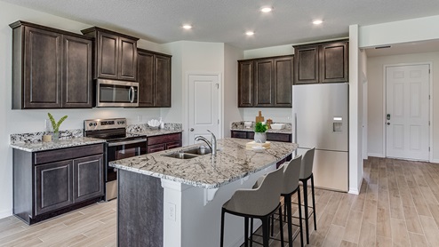 Finley Woods Coral kitchen with large island