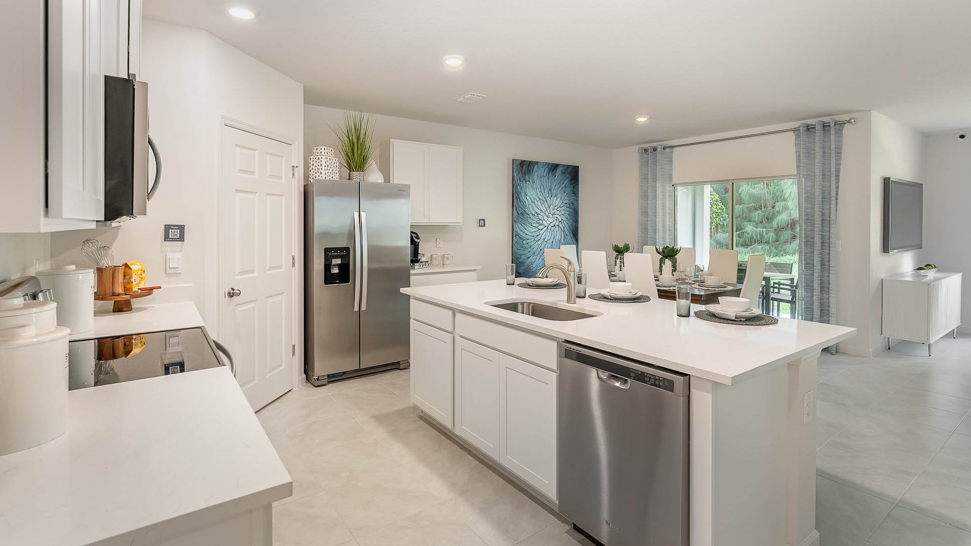 Kitchen island overlooking the dining room