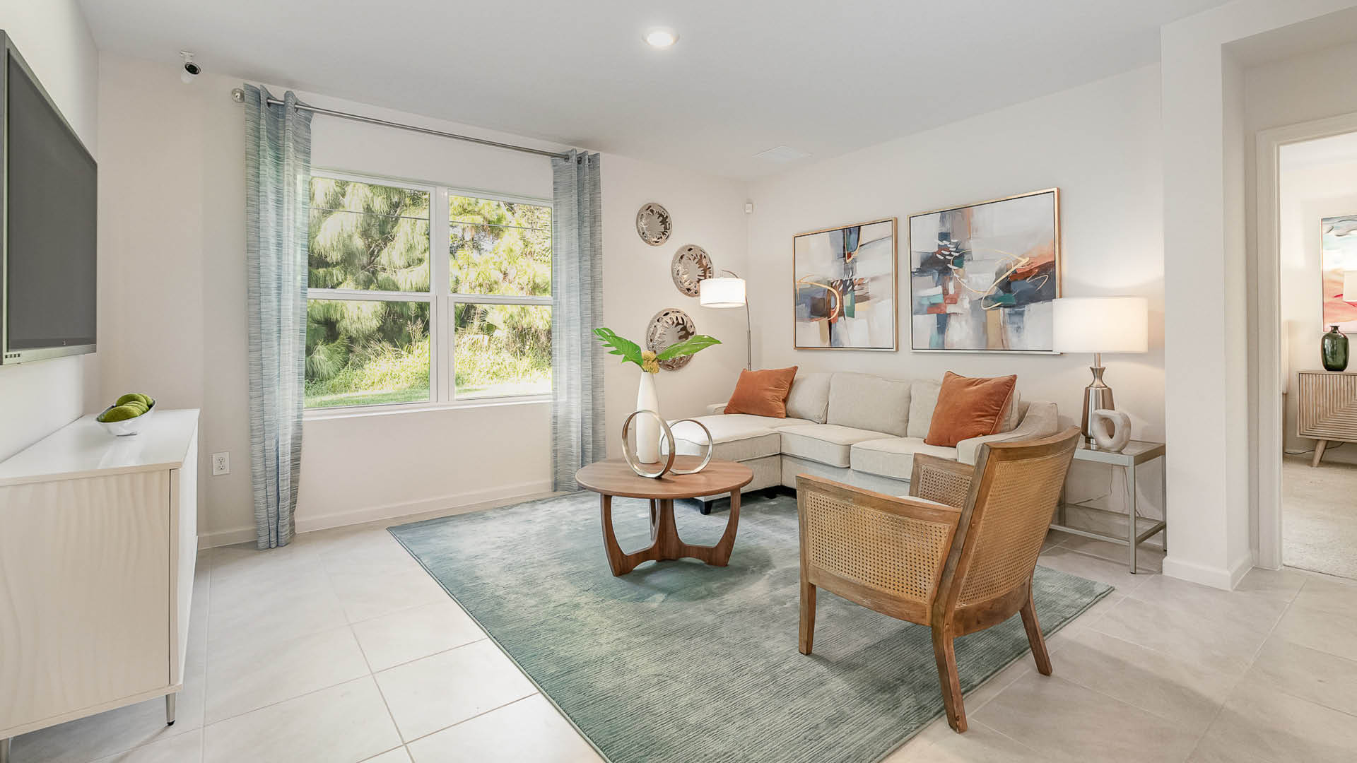 Living room overlooking backyard