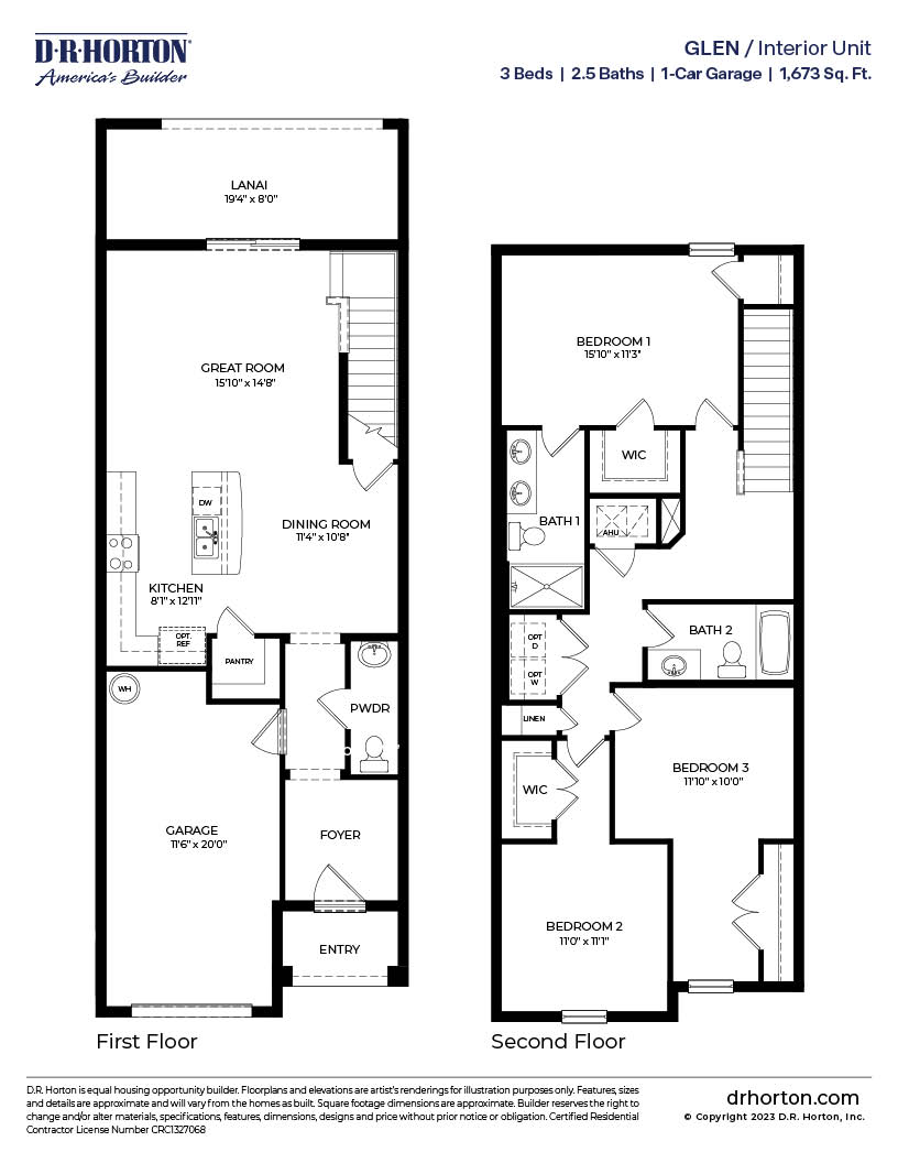 Floor Plan in Central Park Townhomes Port St. Lucie, FL D.R. Horton