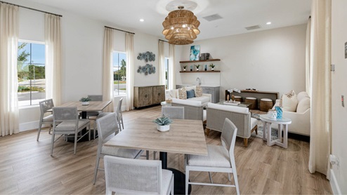 Indoor seating at the Crystal Bay Amenity Center, Perfect for a game of cards with friends