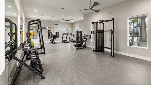 Fitness center with state-of-the-art equipment located at the Crystal Bay Amenity Center