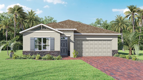 Clifton Exterior Elevation B with Paver Driveway