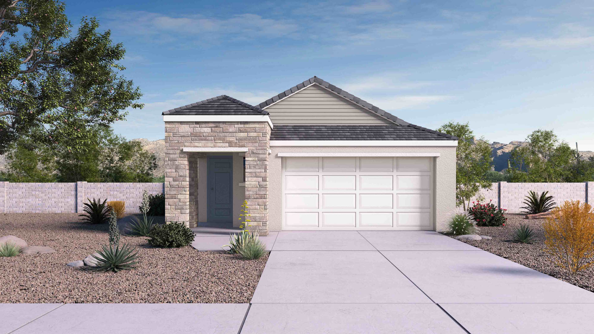 Nova Plan, The Buttes at Mystic, Peoria AZ 1 story, 2-car garage street view