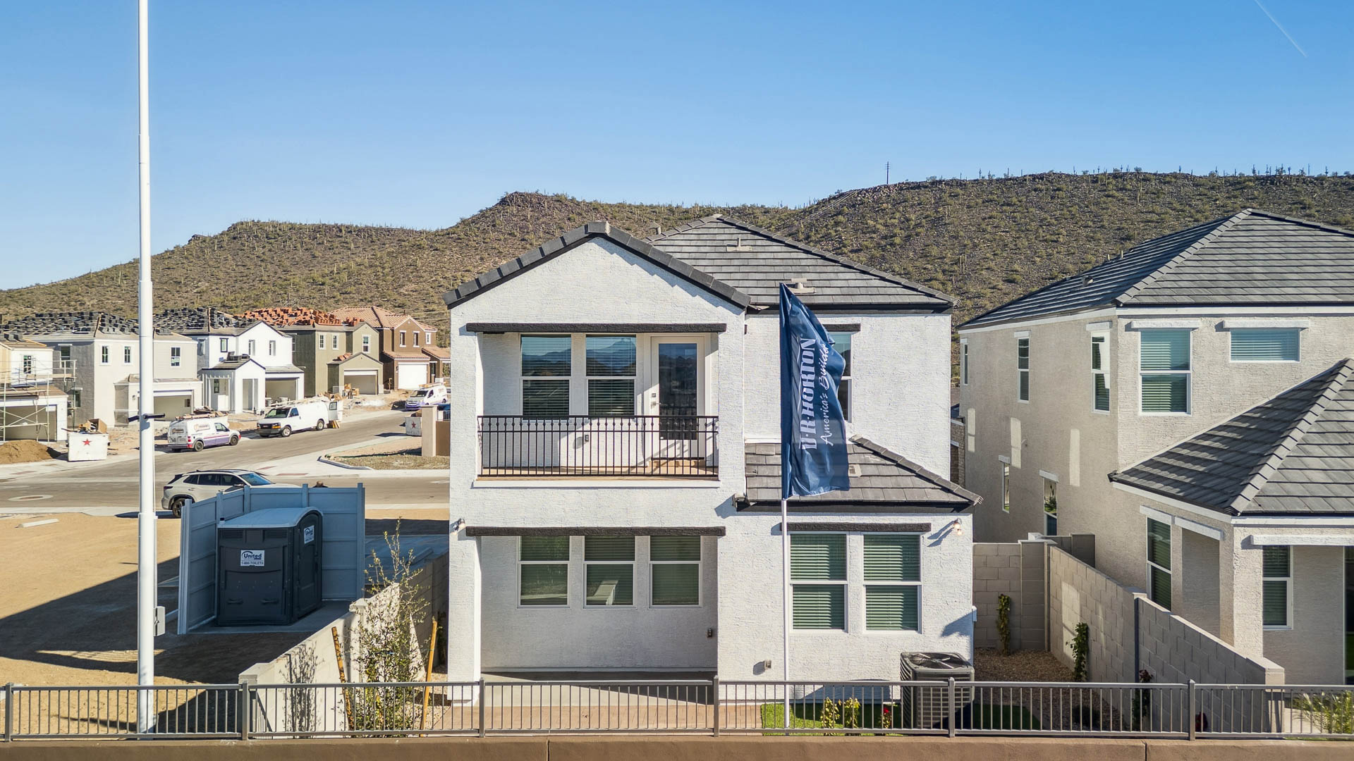 Aerial front view of Eclipse Plan showing home placement and neighborhood layout