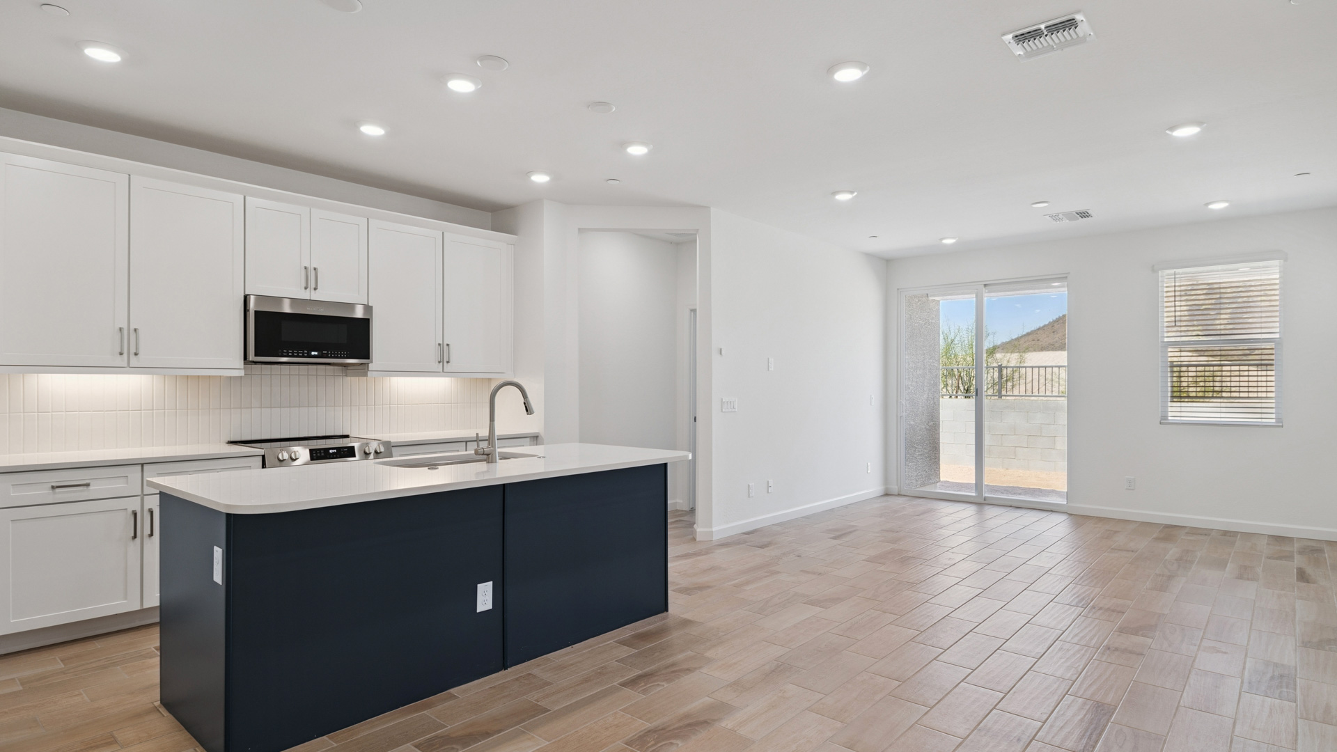Kitchen with an island.