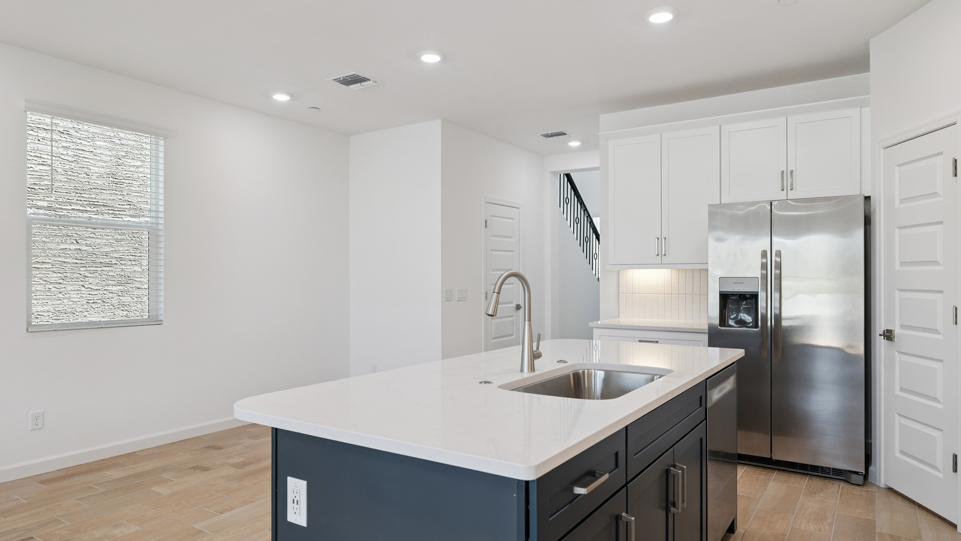 Kitchen with an island.