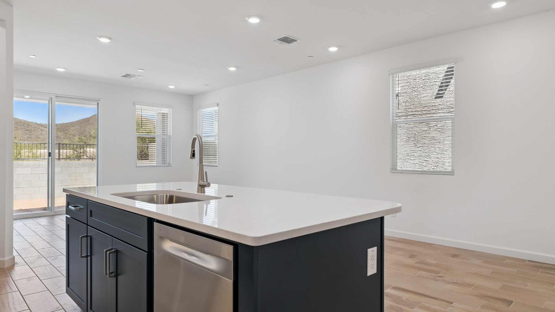 Kitchen with an island.