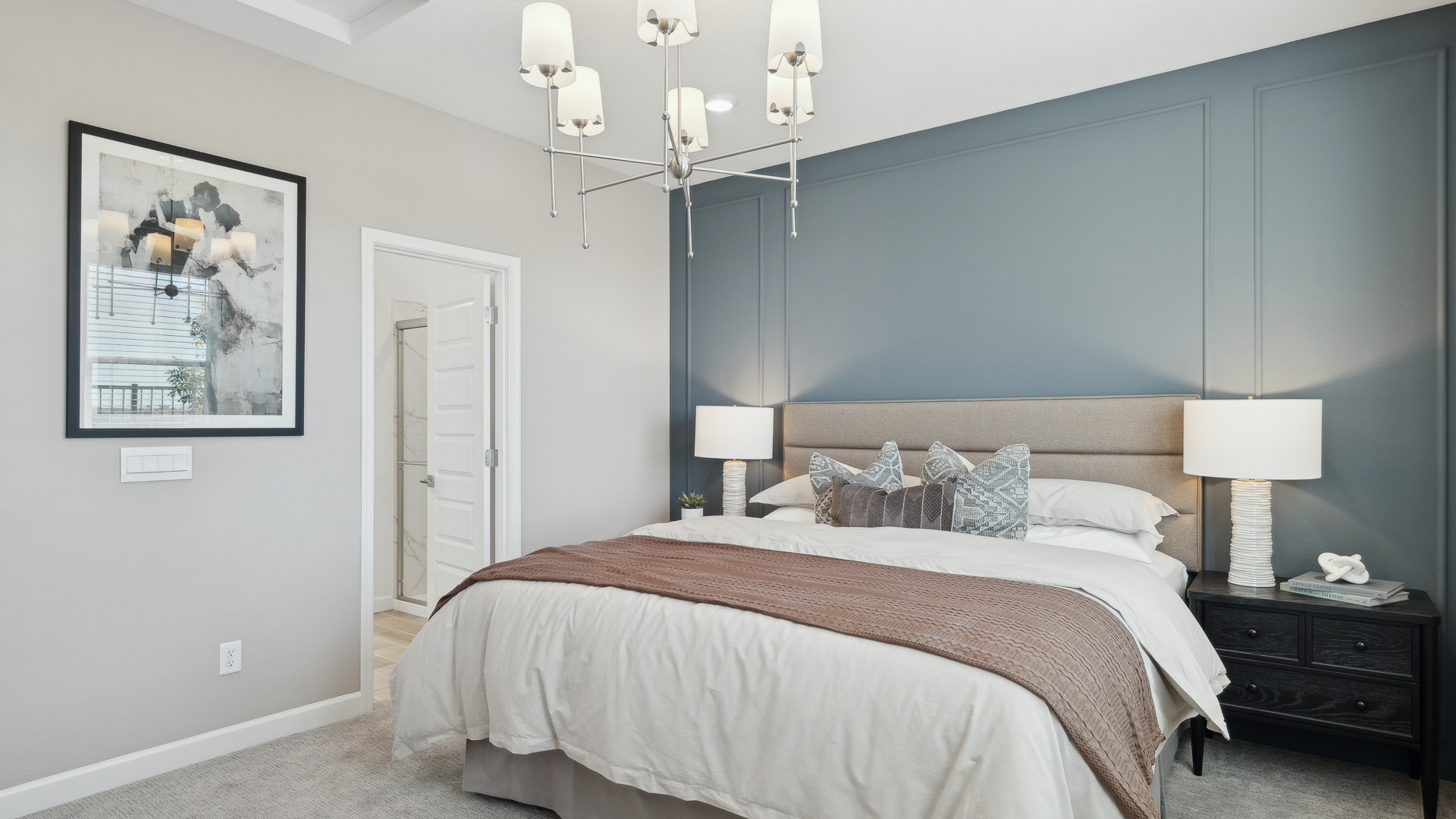 Primary suite with walk-in closet.