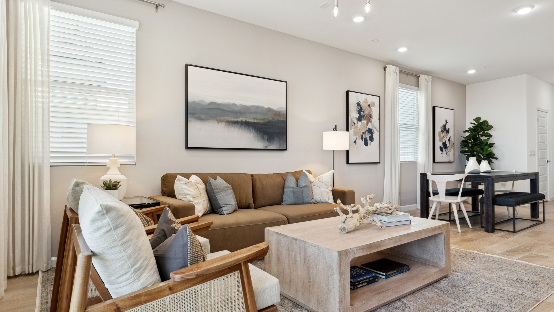 Open concept living and dining area.