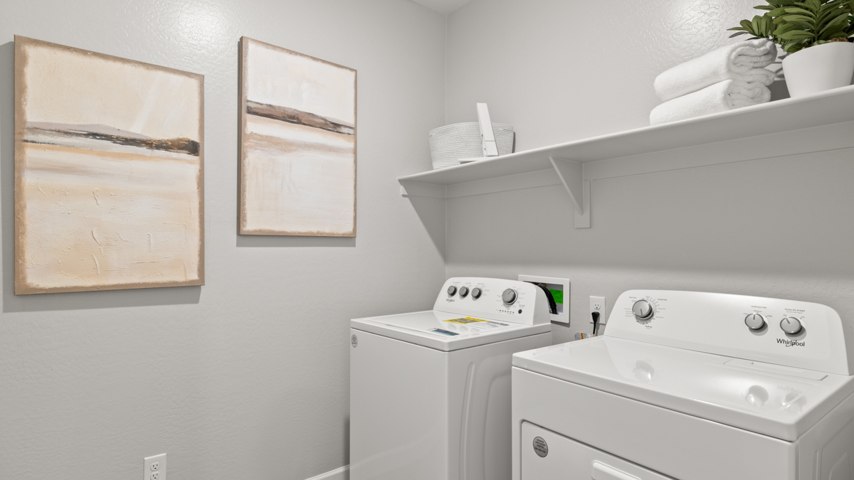 laundry room with shelving