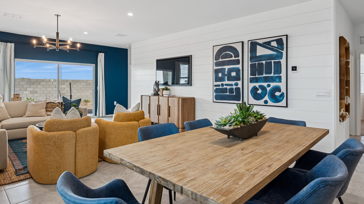 open concept living and dining area