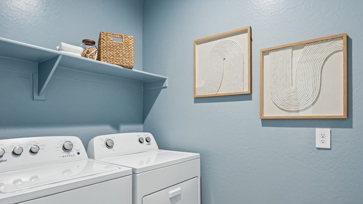 laundry room with shelving