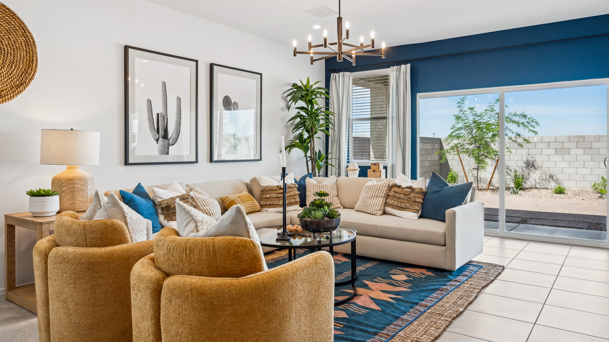 open concept living and dining area