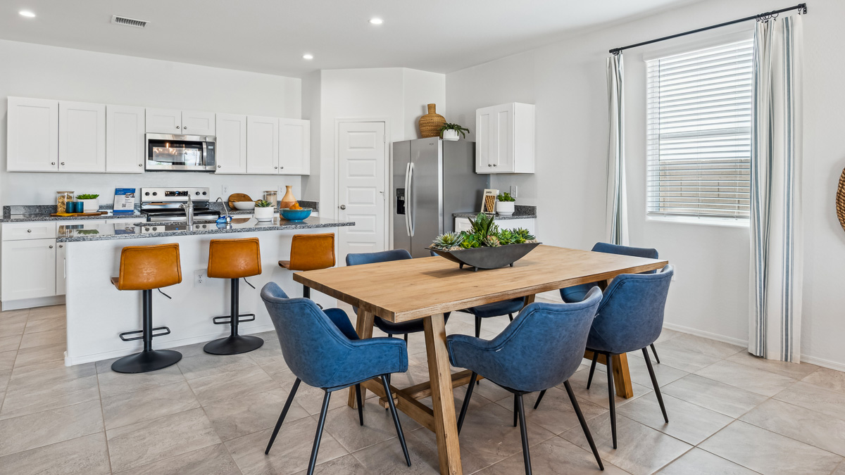 open concept living and dining area