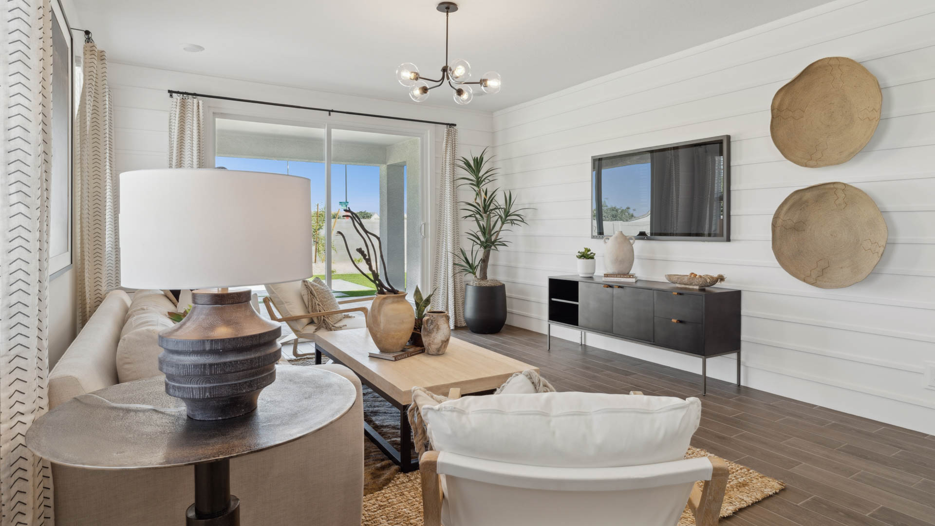 Open-concept living and dining room.
