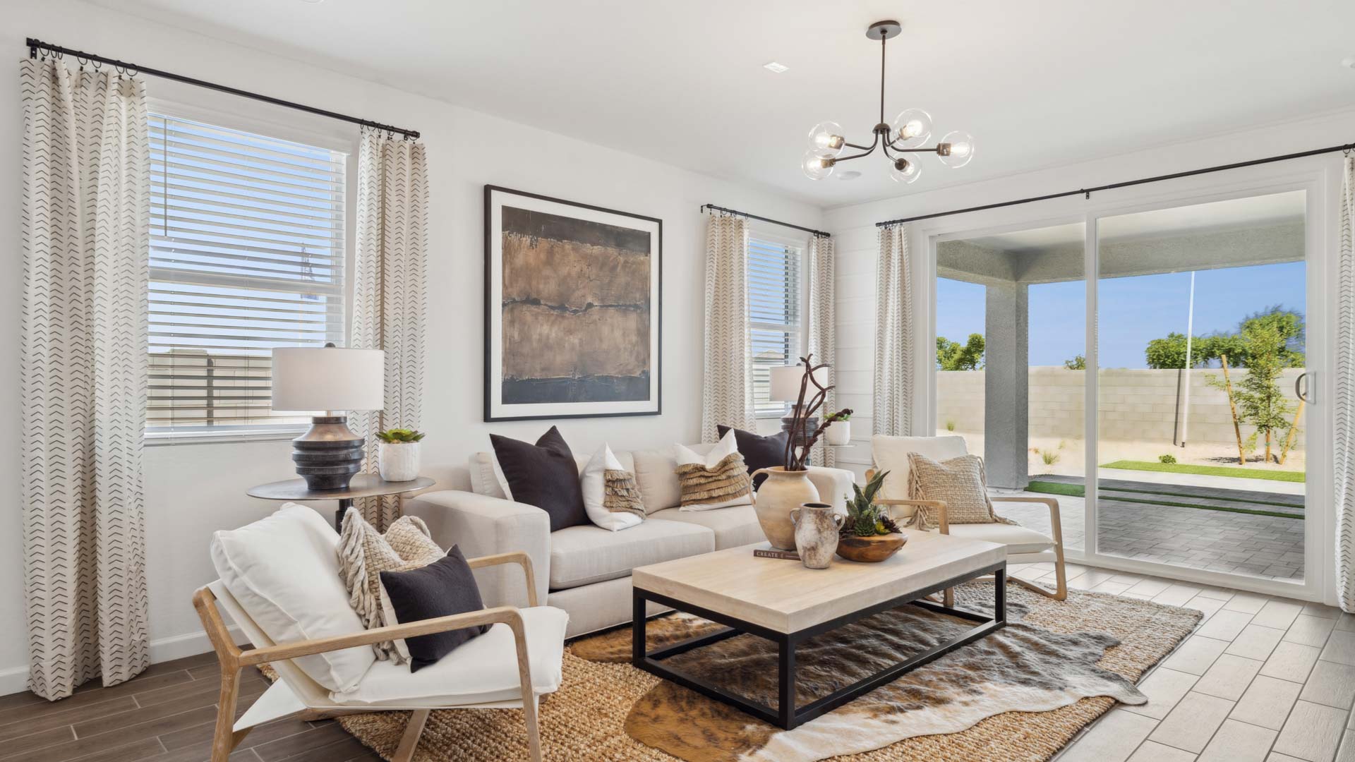 Open-concept living and dining room.