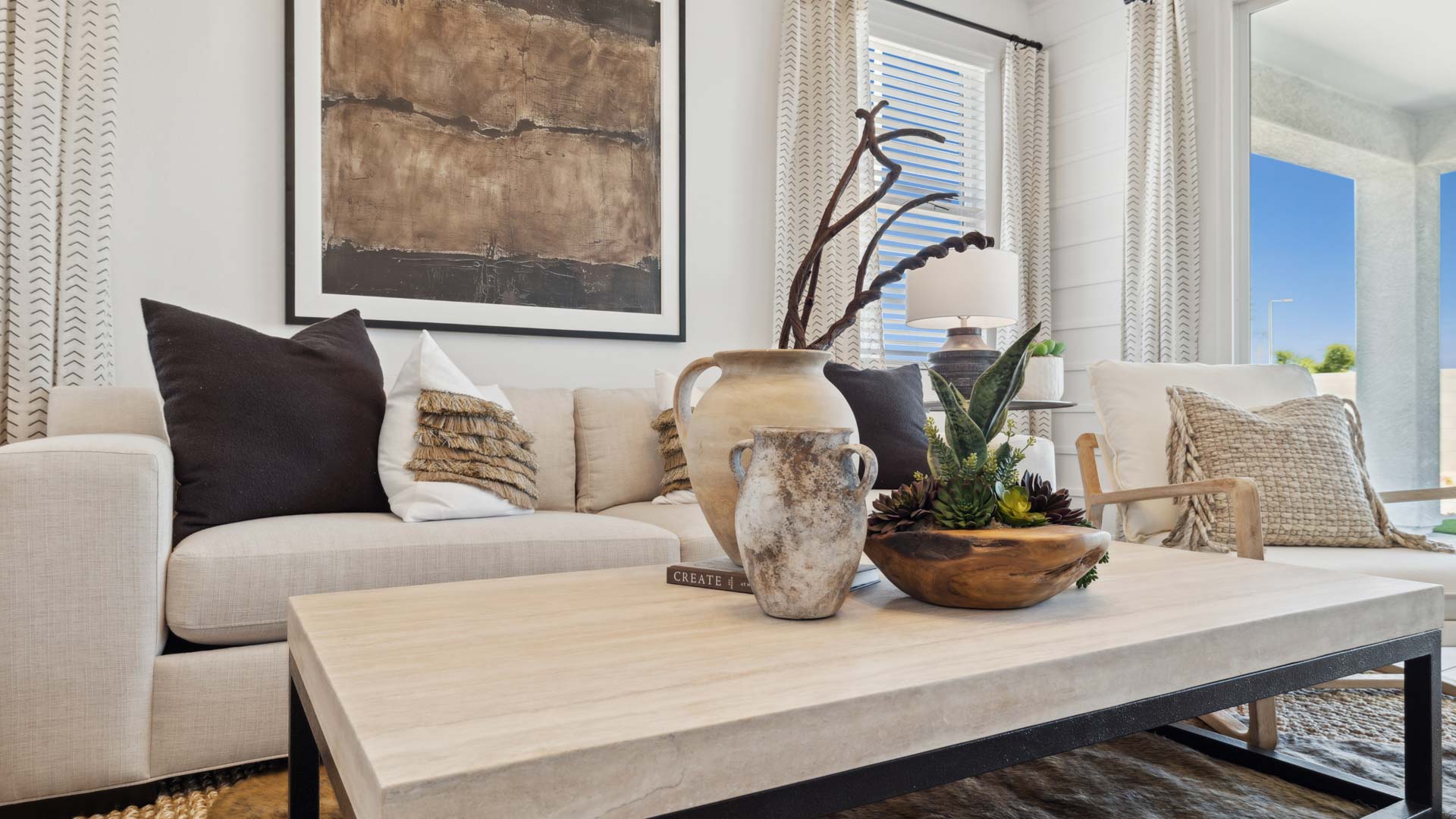Open-concept living and dining room.