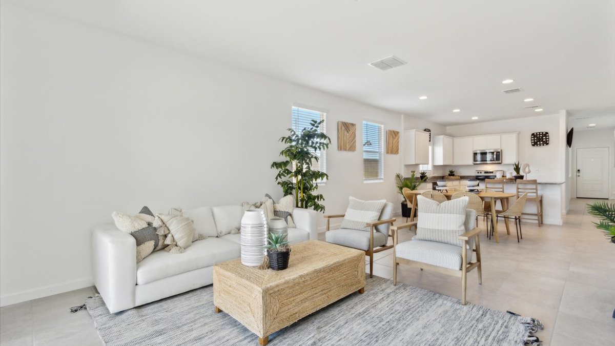 open concept living and dining