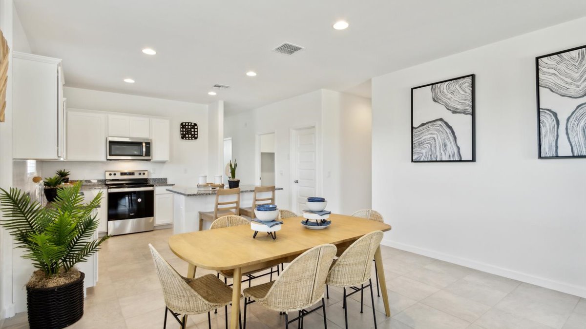 open concept living and dining
